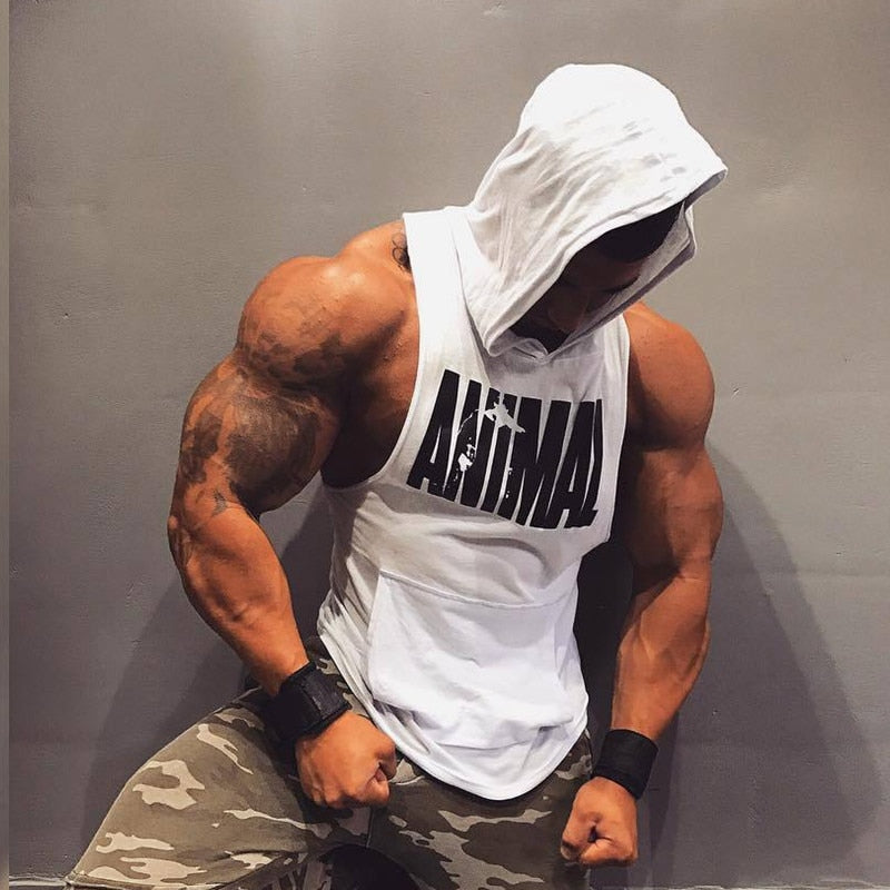 2019 New Men Bodybuilding Cotton Tank top Gyms Fitness Hooded Vest Sleeveless Shirt Summer Casual Fashion Workout Brand Clothing