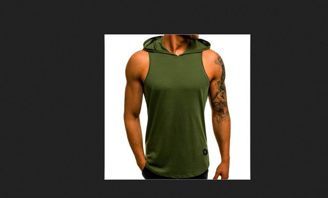 Men's Cotton Sleeveless Hoodie Bodybuilding Workout Tank Tops Muscle Fitness Shirts Male Jackets Top