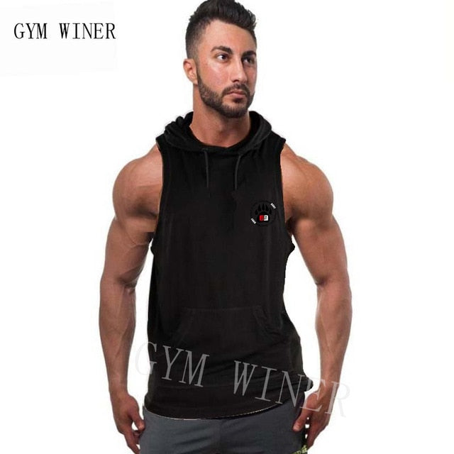 New Men Bodybuilding Tank Tops Gyms Fitness Workout Sleeveless Hoodies Man Casual Camouflage Hooded Vest Male Camo Clothing