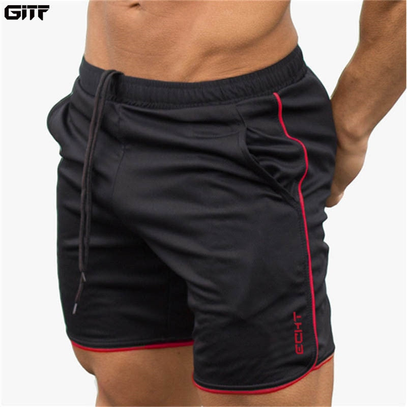 GITF mens gym fitness shorts Bodybuilding jogging workout male short pants sport Run Breathable Quick drying Mesh Sweatpants
