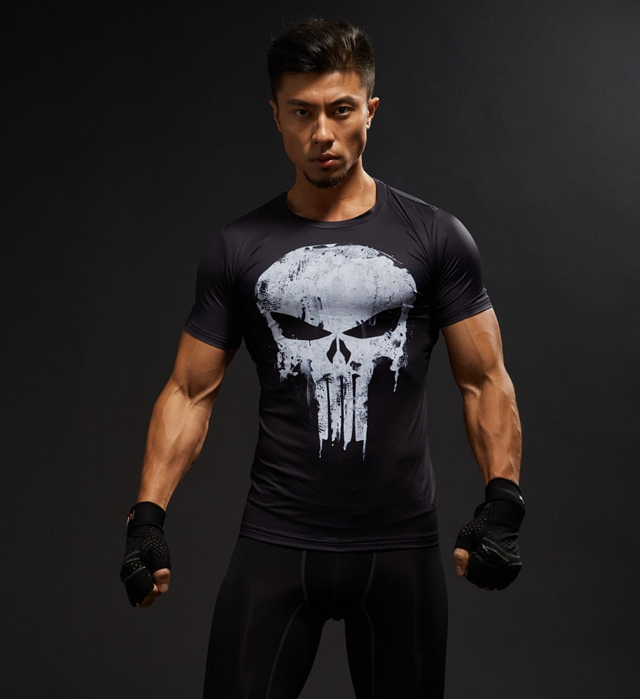 Short Sleeve 3D T Shirt Men T-Shirt Male Tee Captain America Superman tshirt Men Fitness Compression Shirt Punisher MMA