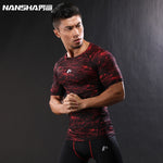 NANSHA Brand-Clothing Gyms Compression T-Shirt Workout T Shirt Fitness Slim Tights Casual Shirts Quick Dry Breathable