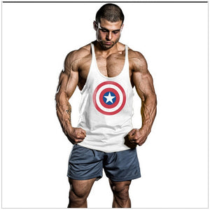 Super Hero Captain America brand clothing Singlets Mens Tank Top Muscle Shirt Superman Stringer Bodybuilding Fitness mens Vest