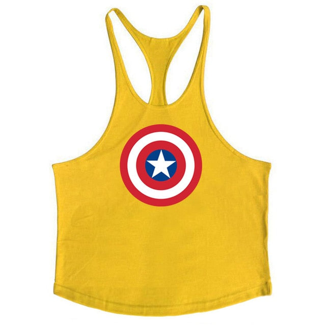 Super Hero Captain America brand clothing Singlets Mens Tank Top Muscle Shirt Superman Stringer Bodybuilding Fitness mens Vest