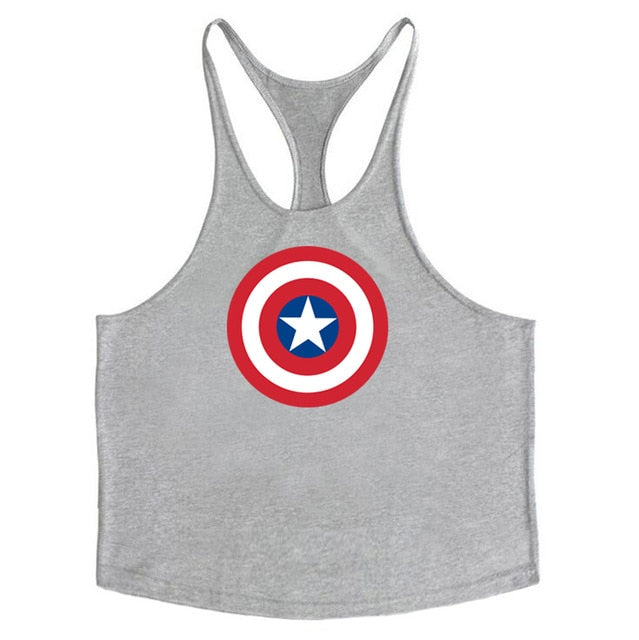 Super Hero Captain America brand clothing Singlets Mens Tank Top Muscle Shirt Superman Stringer Bodybuilding Fitness mens Vest