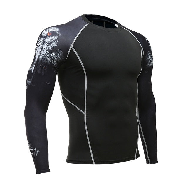 Long-sleeved T-shirt sports men's running T-shirt fitness sportswear sports men's compression sportswear Rashgard