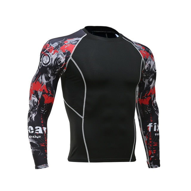 Long-sleeved T-shirt sports men's running T-shirt fitness sportswear sports men's compression sportswear Rashgard