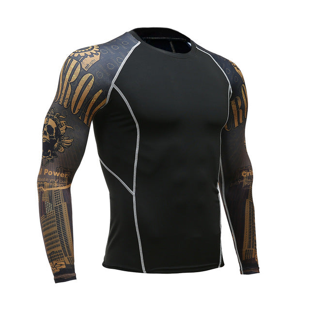 Long-sleeved T-shirt sports men's running T-shirt fitness sportswear sports men's compression sportswear Rashgard