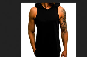 Men's Cotton Sleeveless Hoodie Bodybuilding Workout Tank Tops Muscle Fitness Shirts Male Jackets Top