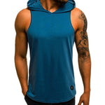 Men's Cotton Sleeveless Hoodie Bodybuilding Workout Tank Tops Muscle Fitness Shirts Male Jackets Top