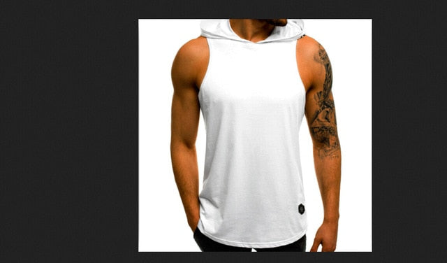 Men's Cotton Sleeveless Hoodie Bodybuilding Workout Tank Tops Muscle Fitness Shirts Male Jackets Top